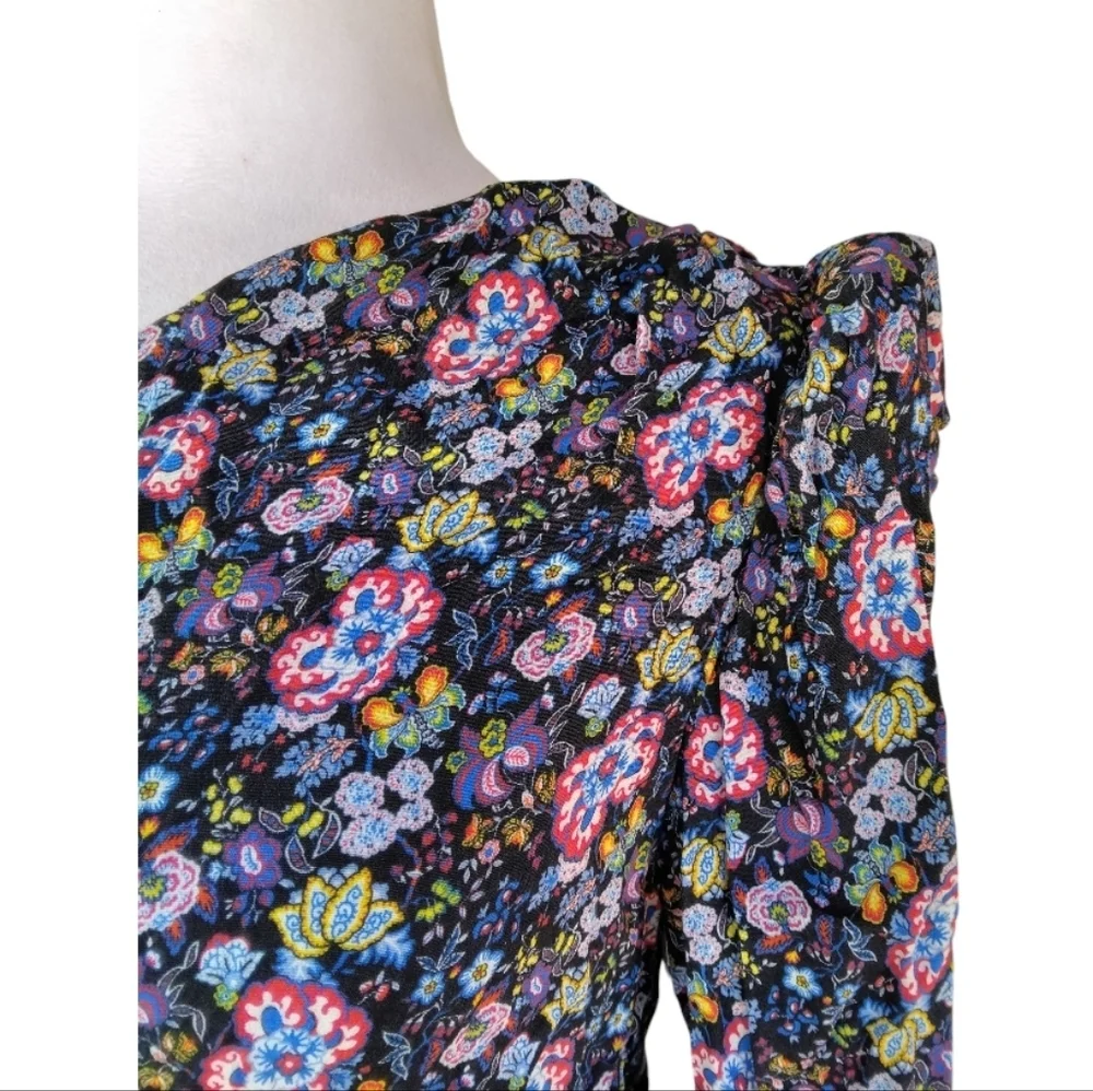 Nordstrom Frame All Over Floral One Shoulder Blouse Multicolor Size XS NWT - Picture 6 of 12